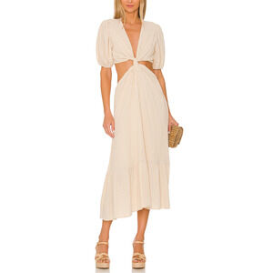 Line & Dot 'Ella' White Rayon Midi Dress Size XS